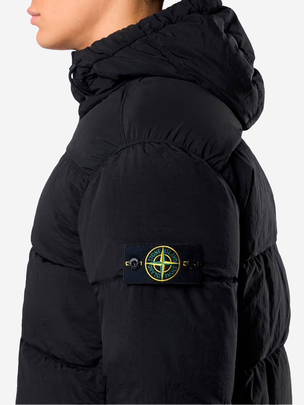 STONE ISLAND Piumino Econyl imbottito antigoccia con cappuccio Nero Urbanstaroma