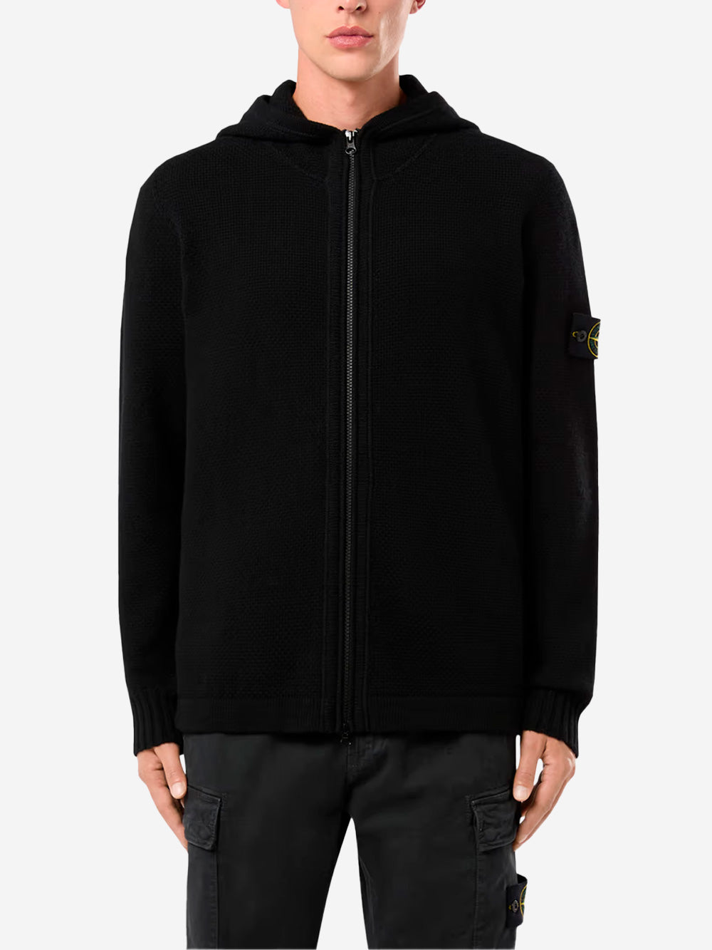 STONE ISLAND Lambswoll cardigan full zip Nero Urbanstaroma