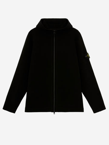 STONE ISLAND Lambswoll cardigan full zip Nero