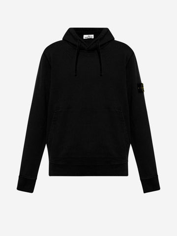 STONE ISLAND Felpa con cappuccio nera Nero