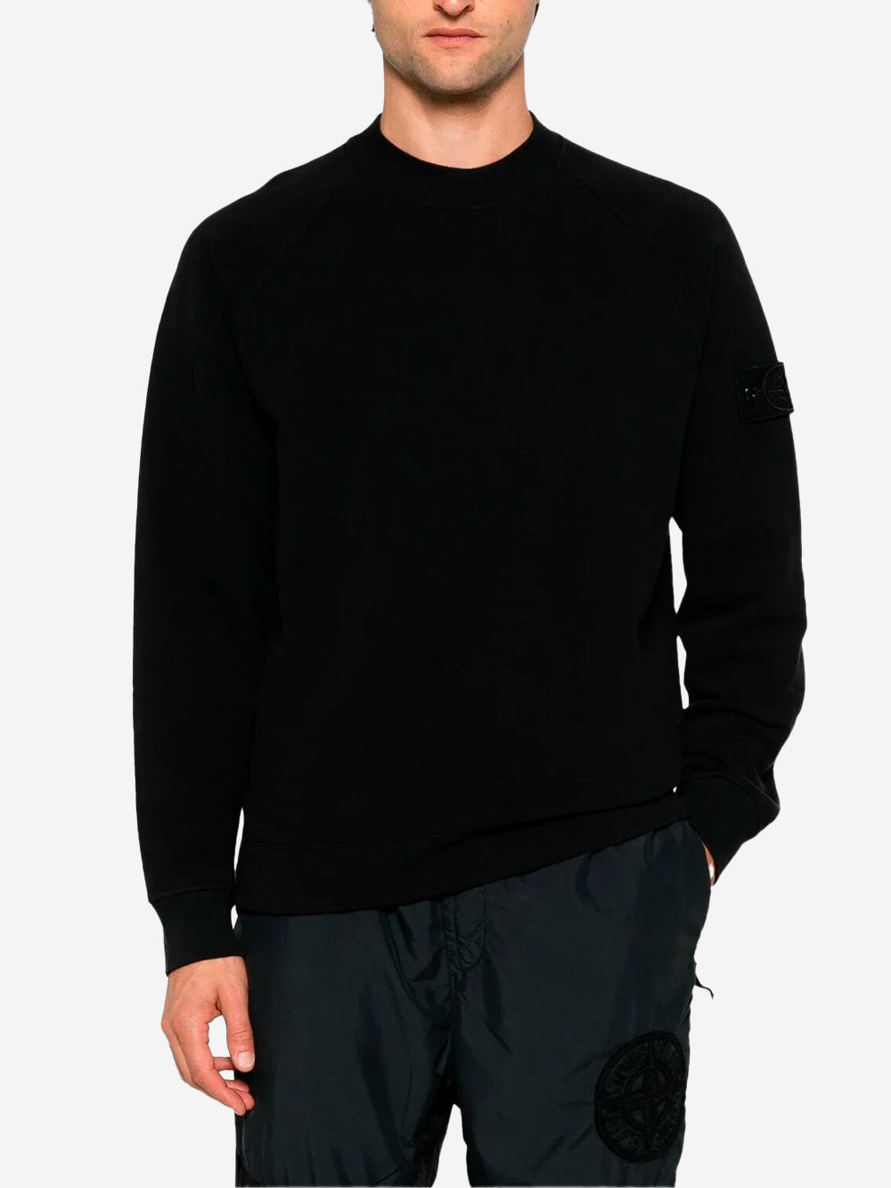 STONE ISLAND Stretch organic cotton fleece Ghost Nero Urbanstaroma