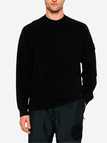 STONE ISLAND Stretch organic cotton fleece Ghost Nero