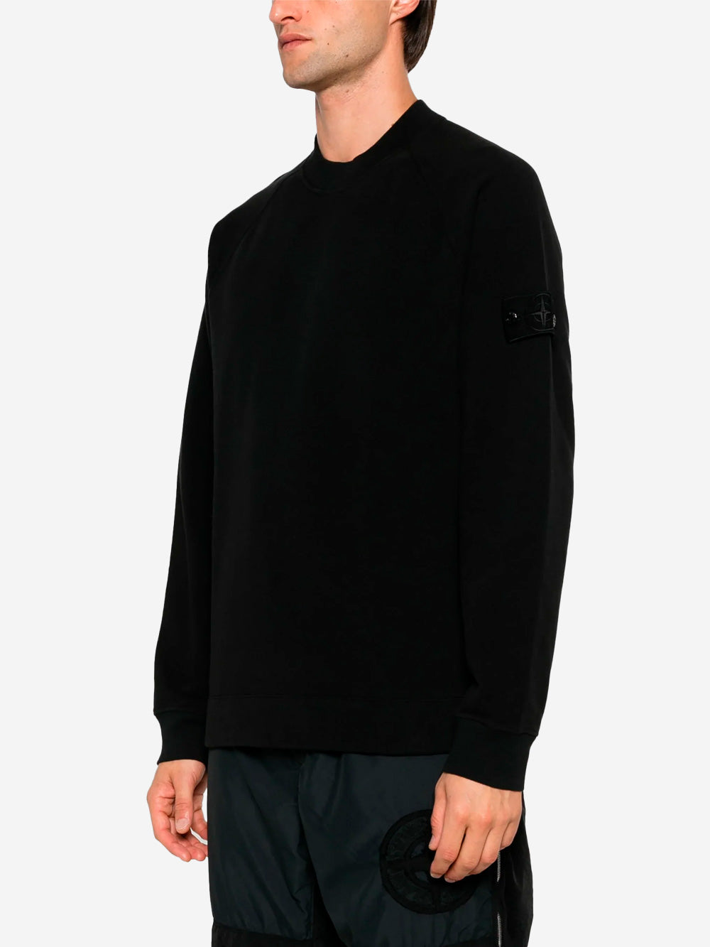 STONE ISLAND Stretch organic cotton fleece Ghost Nero Urbanstaroma