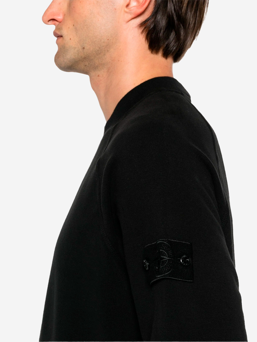 STONE ISLAND Stretch organic cotton fleece Ghost Nero Urbanstaroma