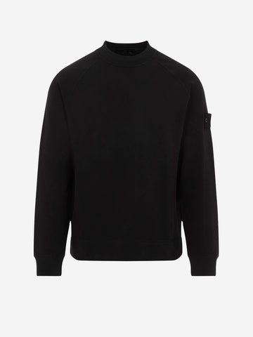 STONE ISLAND Stretch organic cotton fleece Ghost Nero