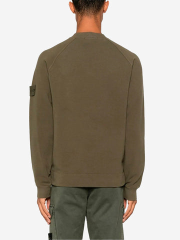 STONE ISLAND Stretch organic cotton fleece Ghost Verde militare