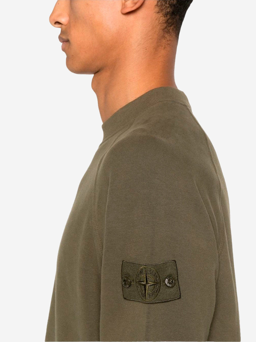 STONE ISLAND Stretch organic cotton fleece Ghost Verde militare Urbanstaroma