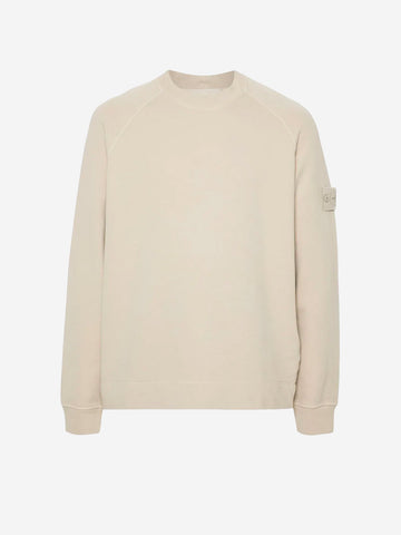 STONE ISLAND Stretch organic cotton fleece Ghost Beige