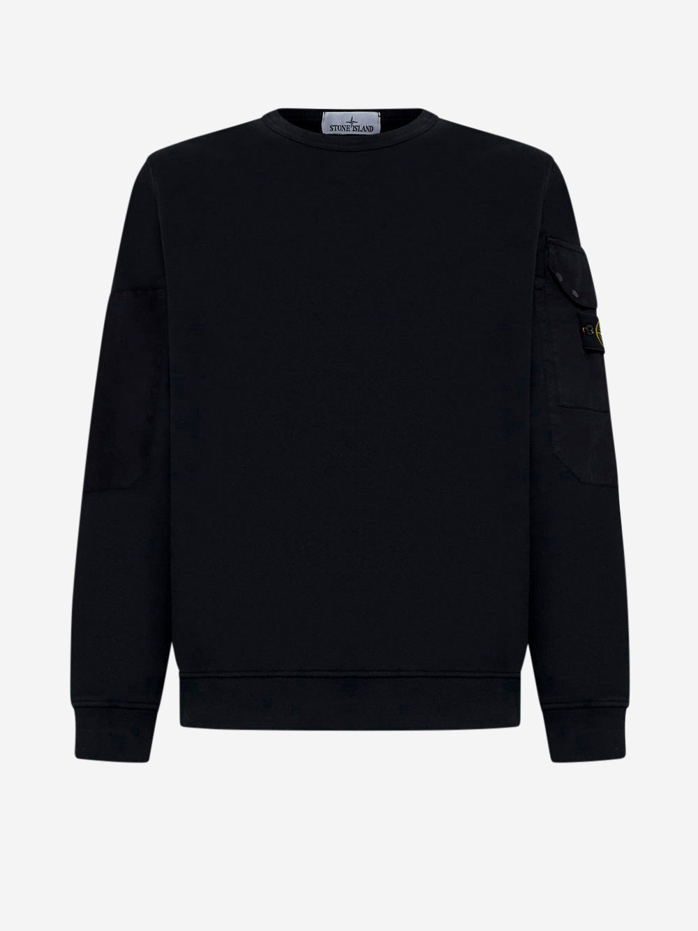 STONE ISLAND Felpa girocollo nera con taschino Nero Urbanstaroma