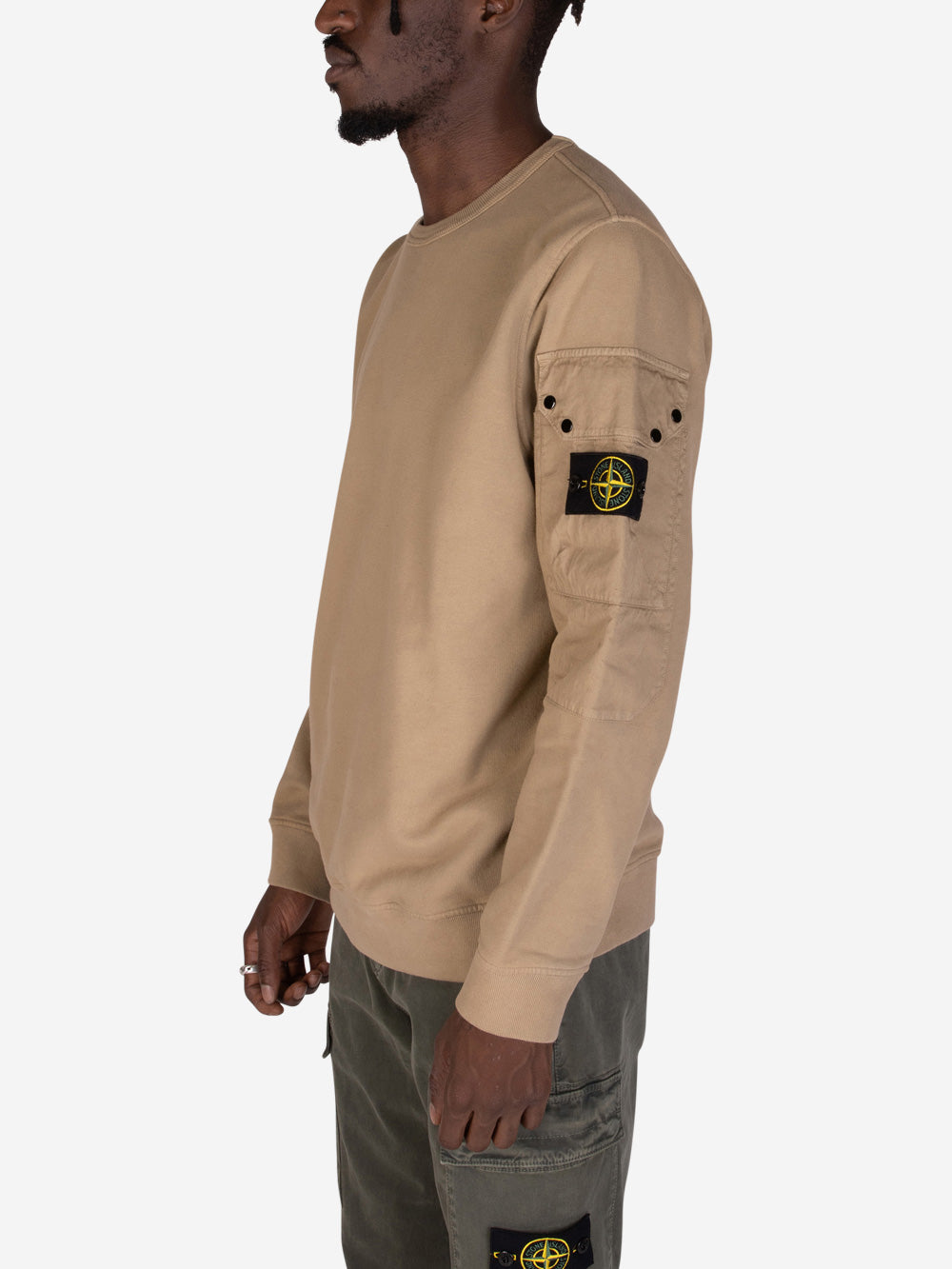 STONE ISLAND Felpa girocollo biscotto con taschino Biscotto Urbanstaroma