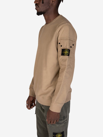 STONE ISLAND Felpa girocollo biscotto con taschino Biscotto