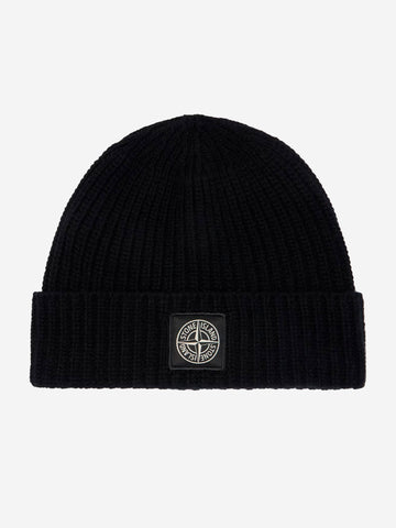 STONE ISLAND Cappello Geelong in lana a costine Nero