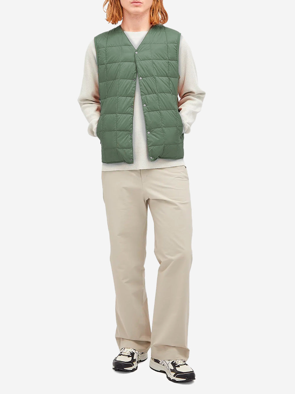 TAION Gilet imbottito V-Neck verde salvia Verde Urbanstaroma