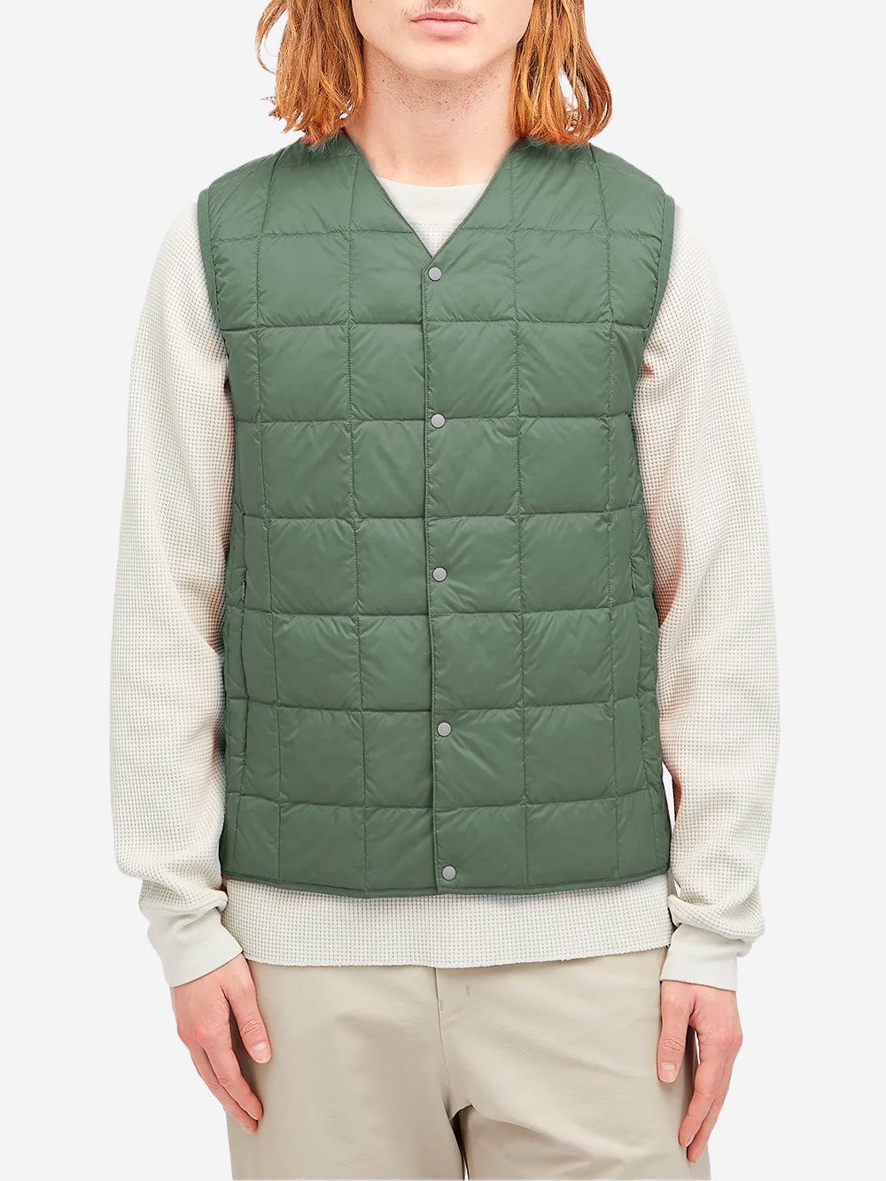 TAION Gilet imbottito V-Neck verde salvia Verde Urbanstaroma