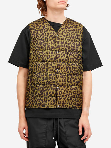 TAION Gilet imbottito V-Neck leopardato Leopardato