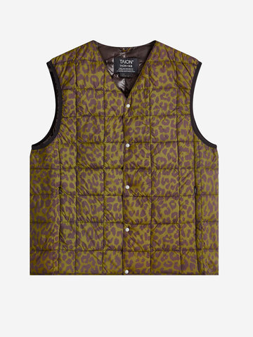 TAION Gilet imbottito V-Neck leopardato Leopardato