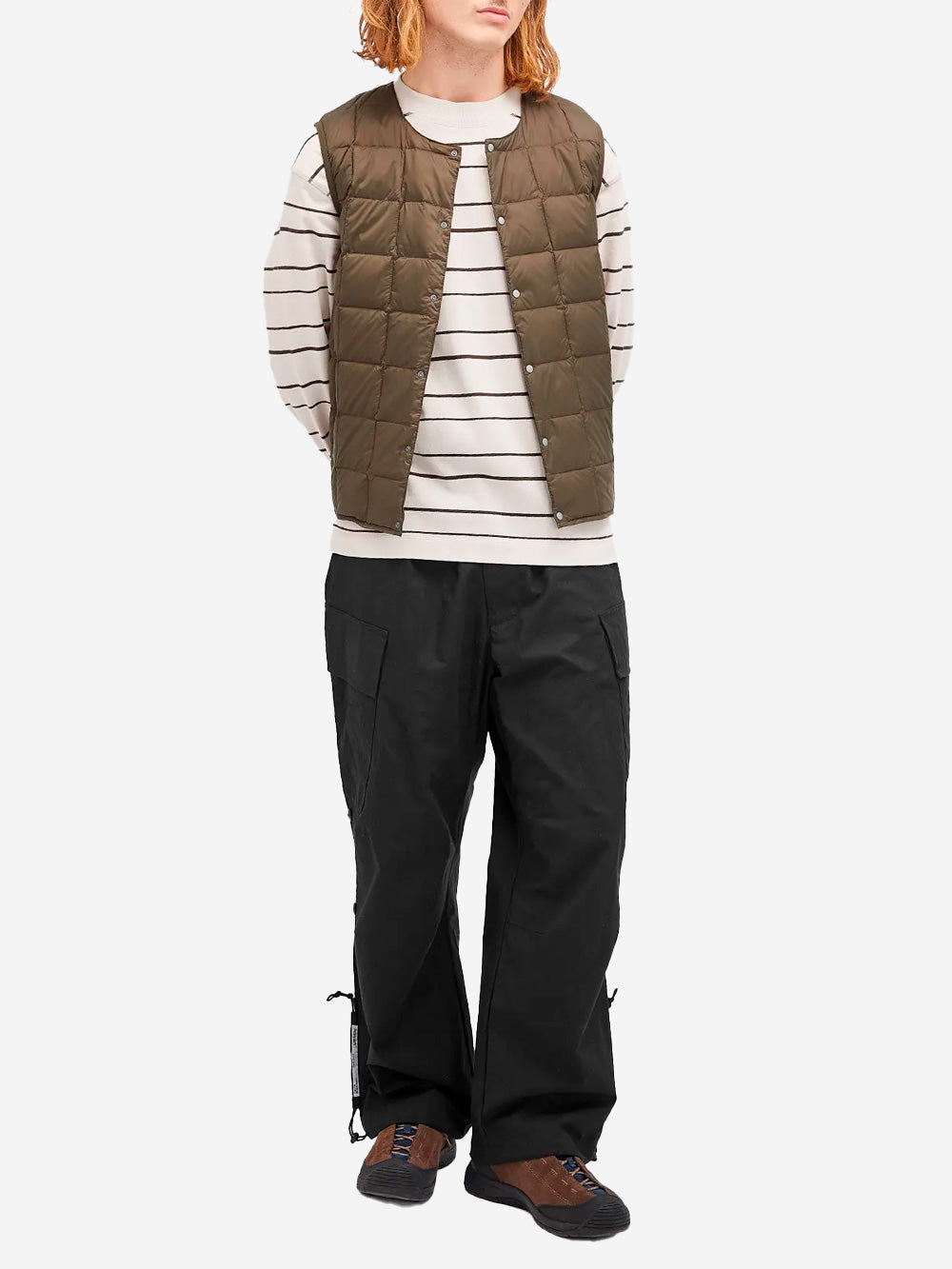 TAION Gilet con bottoni girocollo marrone mocha Marrone Urbanstaroma