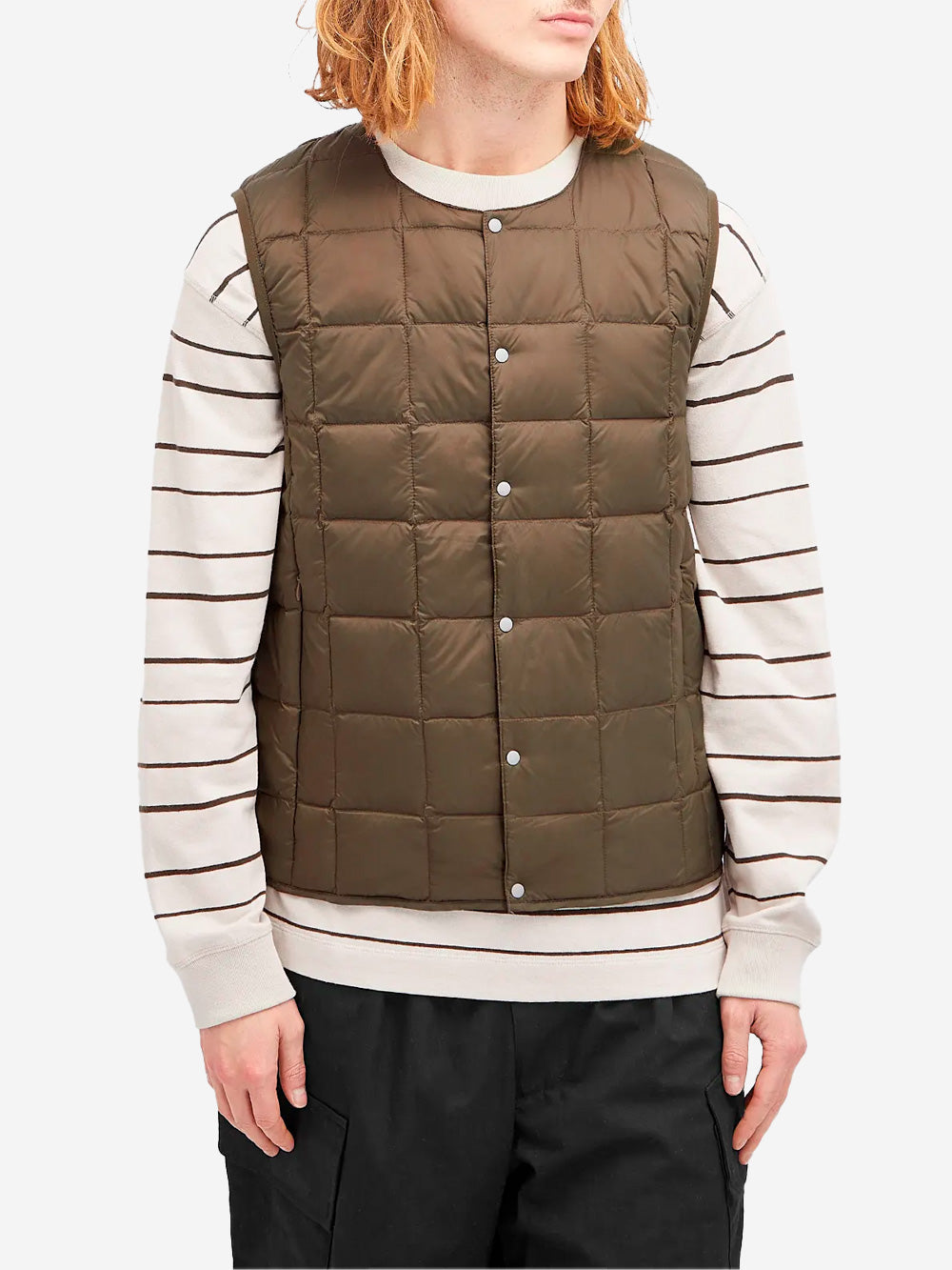 TAION Gilet con bottoni girocollo marrone mocha Marrone Urbanstaroma