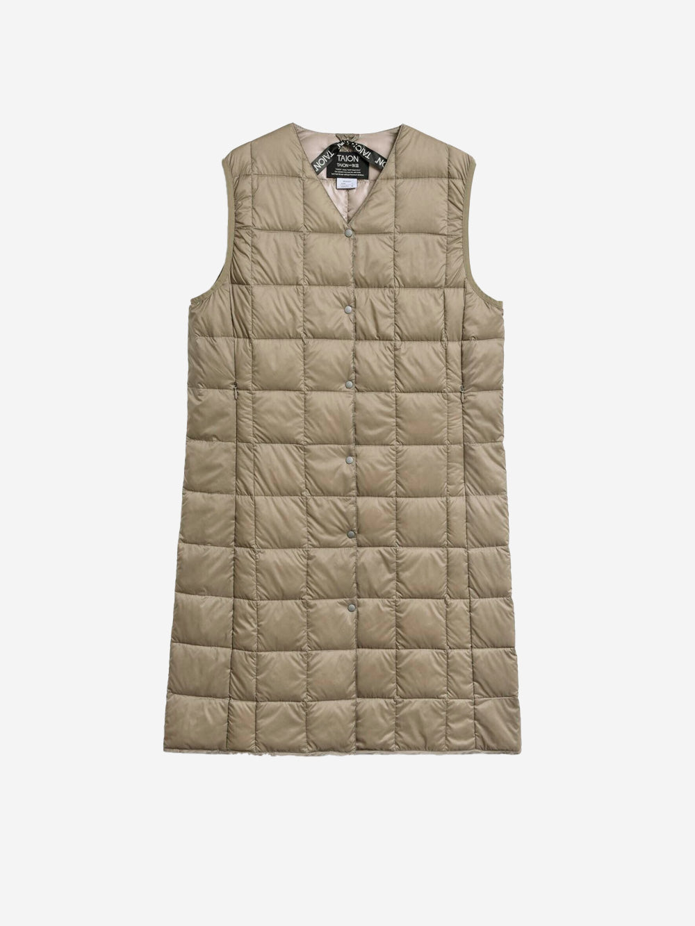 TAION Gilet lungo khaki con imbottitura verde Urbanstaroma