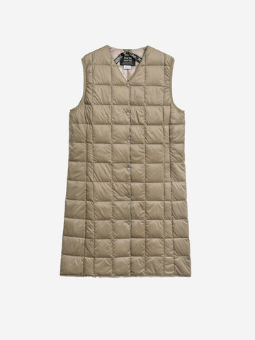 TAION Gilet lungo khaki con imbottitura verde