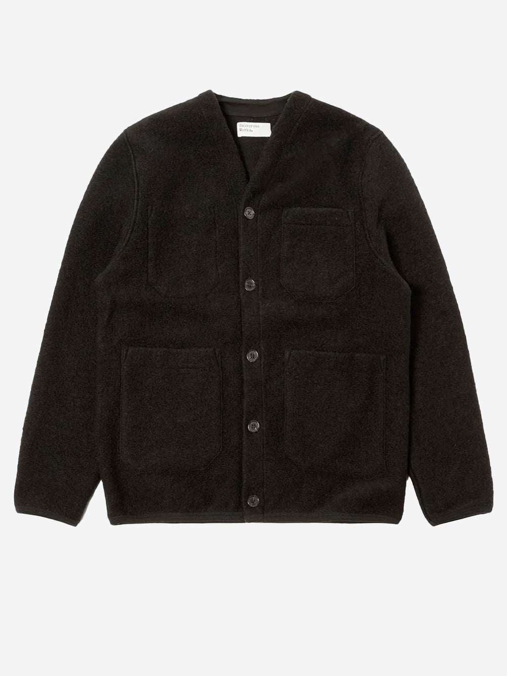 UNIVERSAL WORKS Cardigan fleece nero Nero Urbanstaroma