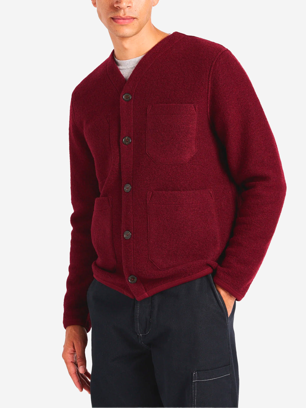 UNIVERSAL WORKS Cardigan fleece rosso Rosso Urbanstaroma