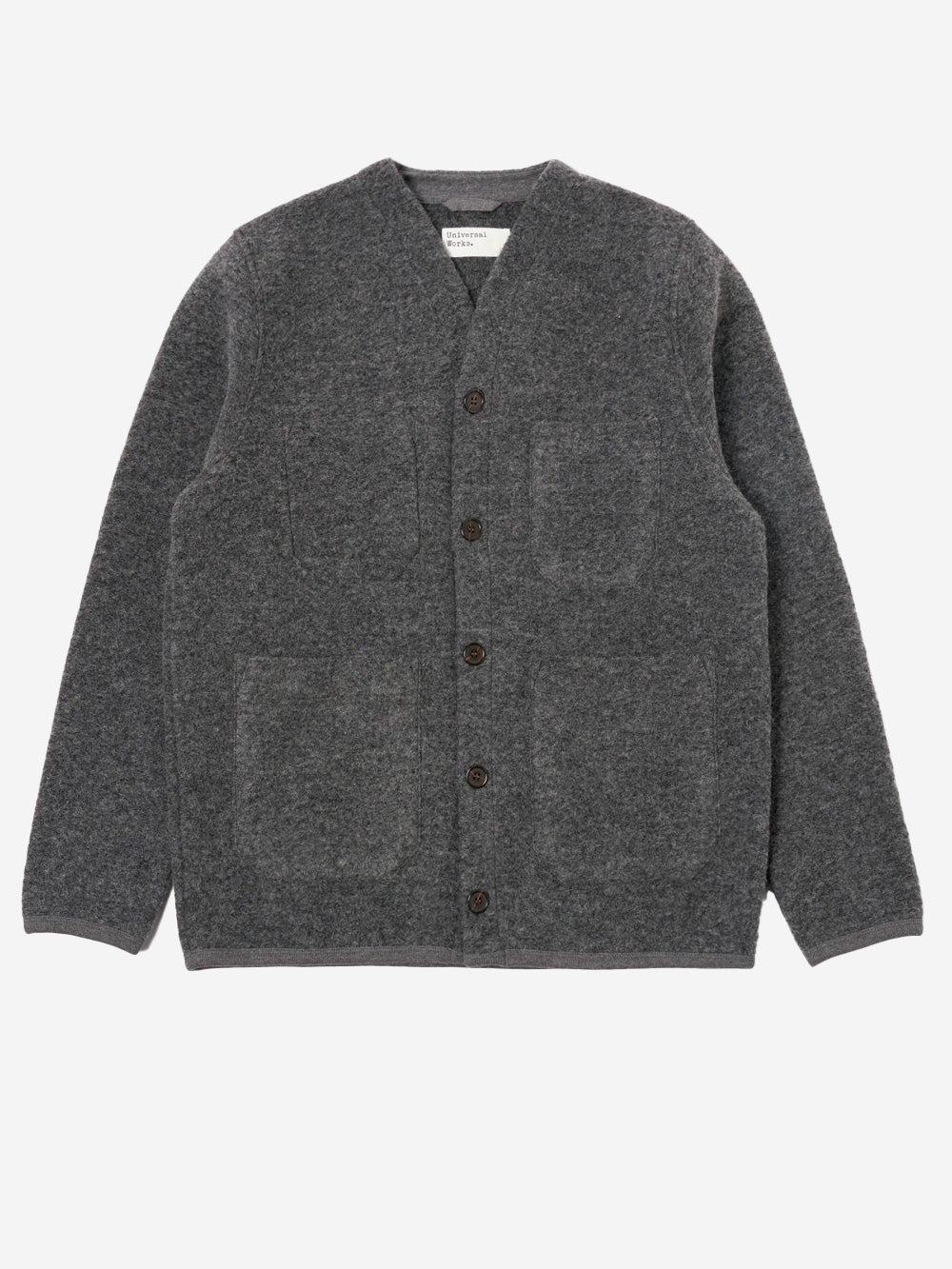 UNIVERSAL WORKS Cardigan fleece grigio melange Grigio Urbanstaroma