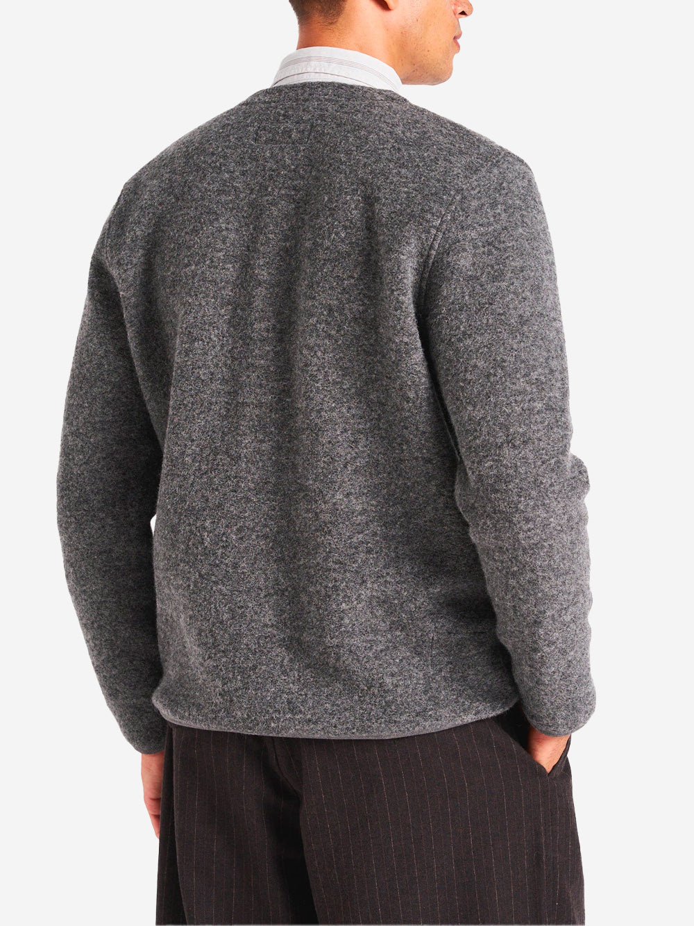 UNIVERSAL WORKS Cardigan fleece grigio melange Grigio Urbanstaroma