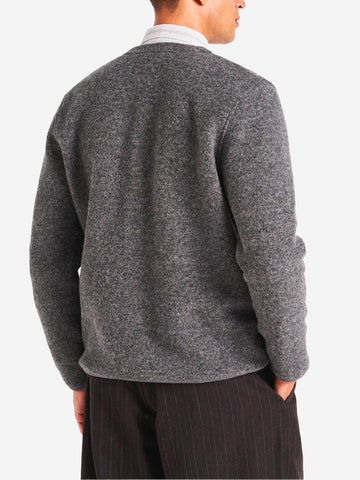 Cardigan fleece grigio melange