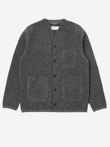 Cardigan fleece grigio melange