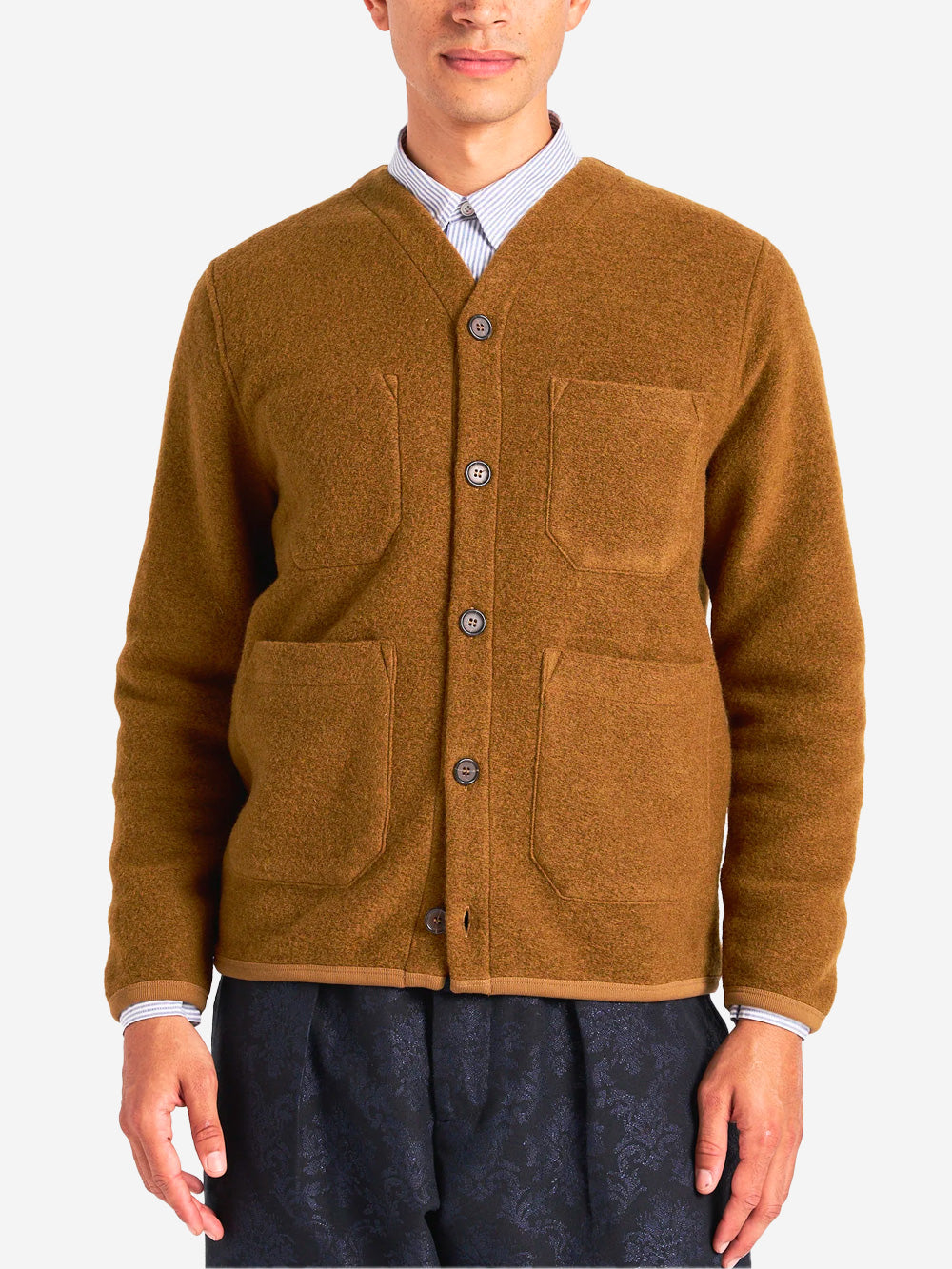 UNIVERSAL WORKS Cardigan fleece senape Senape Urbanstaroma