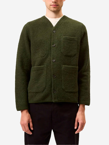 Cardigan fleece oliva