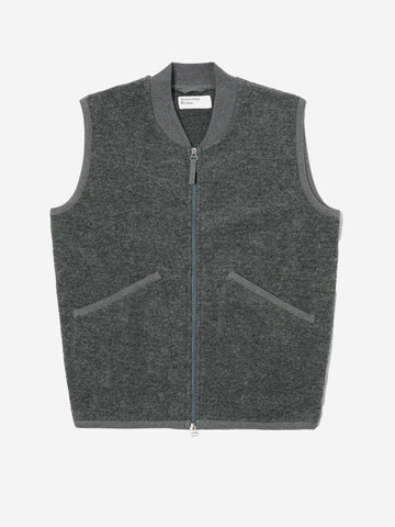 Gilet fleece con zip grigio melange