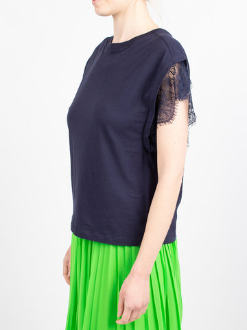 T-shirt with lace sleeves