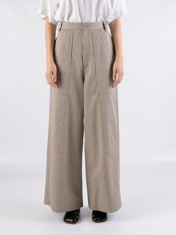 Pantaloni flared in twill di cotone