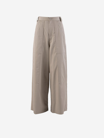 Pantaloni flared in twill di cotone