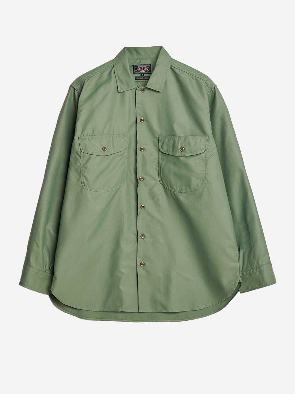 BEAMS PLUS Camicia classic fit in Nylon Verde Urbanstaroma