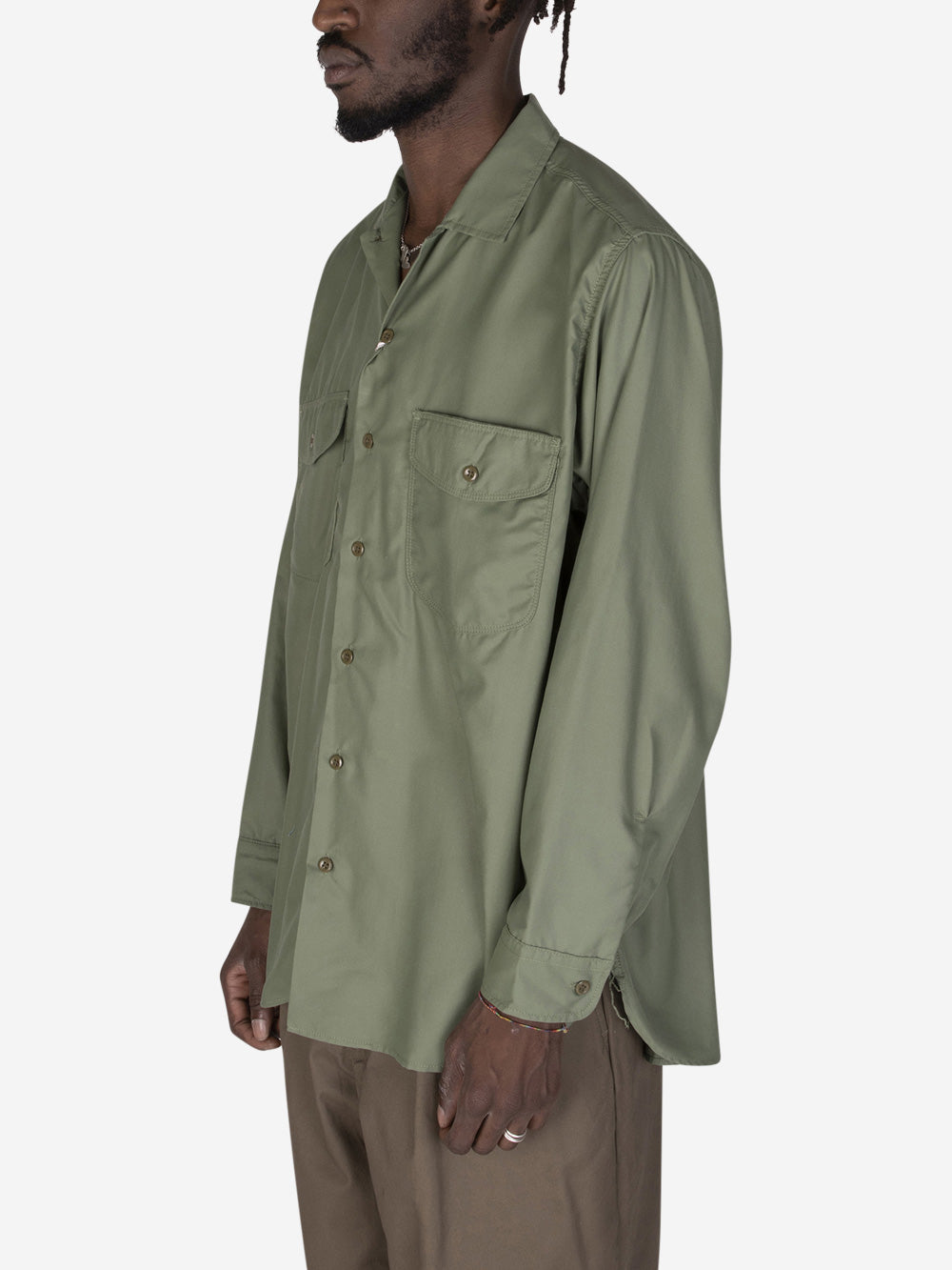 BEAMS PLUS Camicia classic fit in Nylon Verde Urbanstaroma