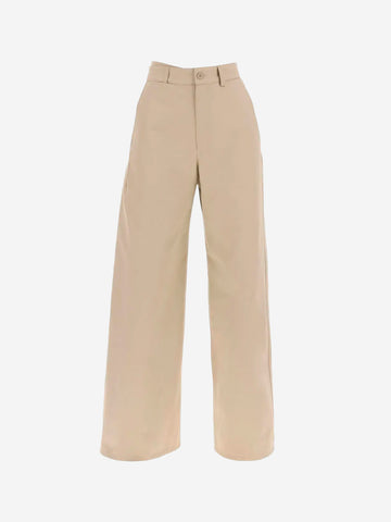 Weite beige Gabardine-Hose