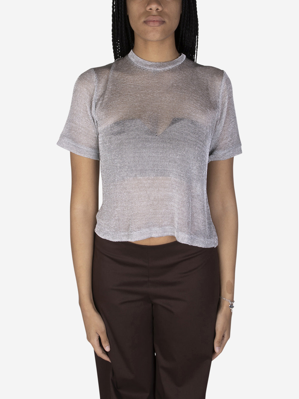 VANITY NAP T-shirt in mesh metallizzato Silver Urbanstaroma