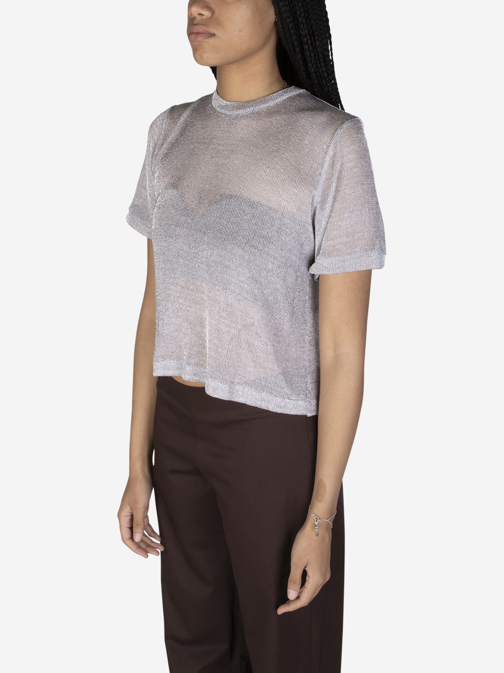 VANITY NAP T-shirt in mesh metallizzato Silver Urbanstaroma