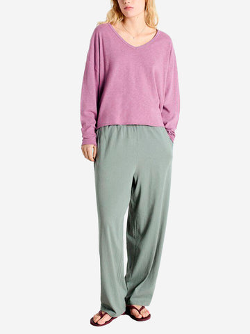 T-shirt maniche lunghe lilla Sonoma con scollo a V
