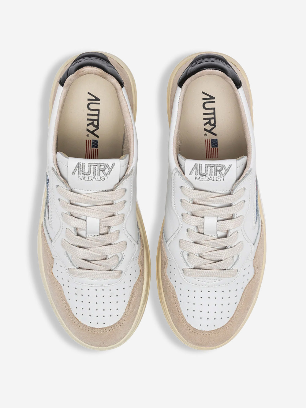 AUTRY M Medalist Low bianche, nere e suede beige Beige Urbanstaroma