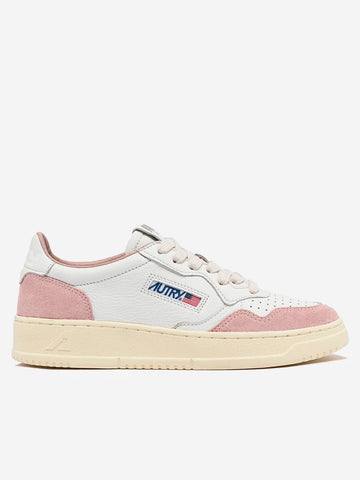 AUTRY W Medalist Low in pelle e suede bianca e rosa Bianco rosa