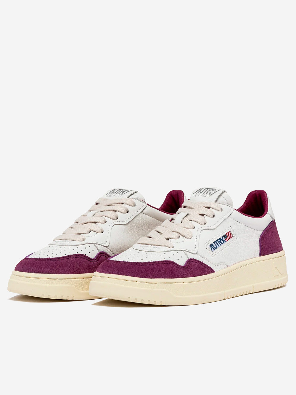 AUTRY W Medalist Low in pelle e suede bianca e viola Bianca viola Urbanstaroma