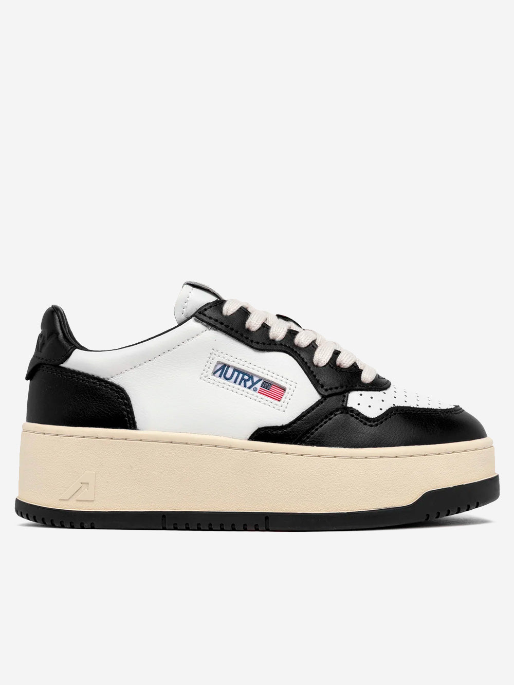 AUTRY W Medalist Platform Low in pelle bianca e nera Bianco nero Urbanstaroma