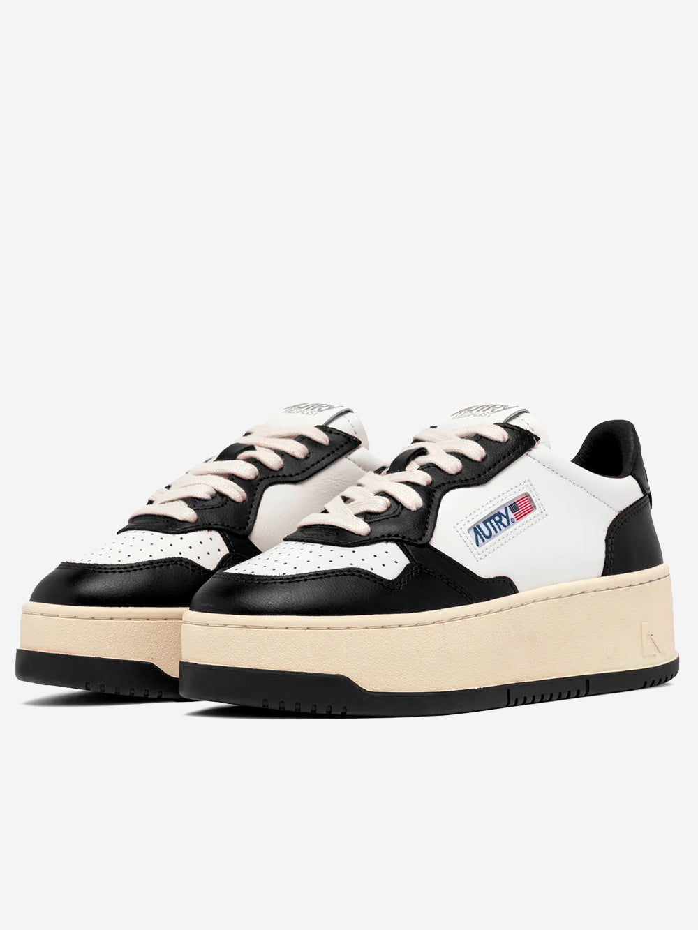 AUTRY W Medalist Platform Low in pelle bianca e nera Bianco nero Urbanstaroma