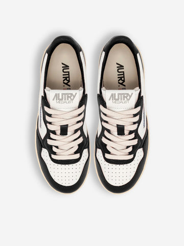 AUTRY W Medalist Platform Low in pelle bianca e nera Bianco nero