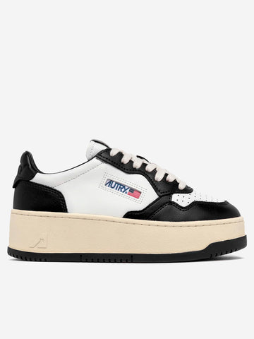 AUTRY W Medalist Platform Low in pelle bianca e nera Bianco nero