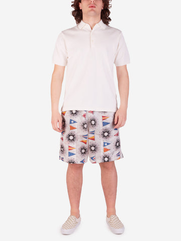 BEAMS PLUS Polo panna in maglia 12g Panna